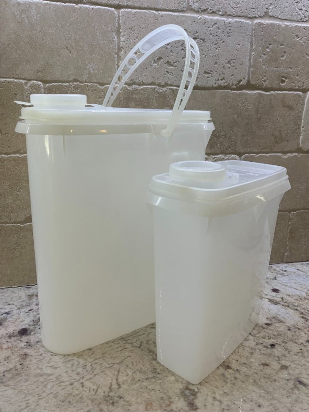 Tupperware 2 QT Slimline Pitcher + 4 cup Stor N Pour - set of 2